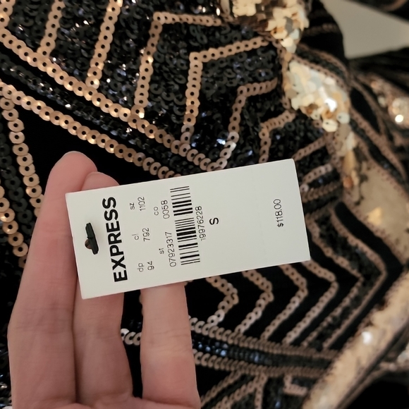 Express Geometric Sequin Mini Bodycon Dress NWT - Picture 8 of 8